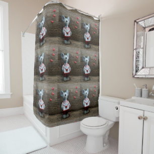 Rideaux De Douche Country Rustic Wood tendance Valentine Mouse Coeur