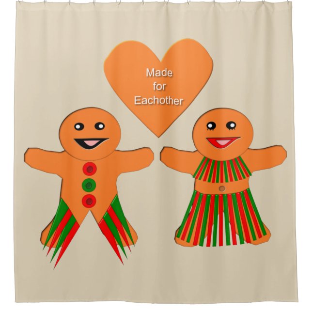 Rideaux De Douche Couple de pain d'épices de Noël (Devant)