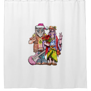 Rideaux De Douche Couple de Père Noël Hippie
