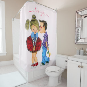 Rideaux De Douche Couple romantique mignon - Amour - Je t'aime - Bai