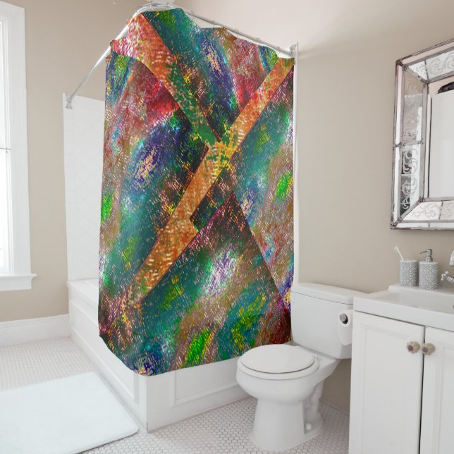 Rideaux De Douche Coupure de couches colorées avec brûlage rustique (En situation)