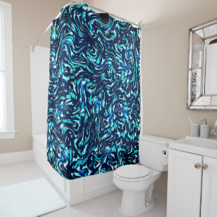 Rideaux De Douche Courbes bleues et cyanes gâtées