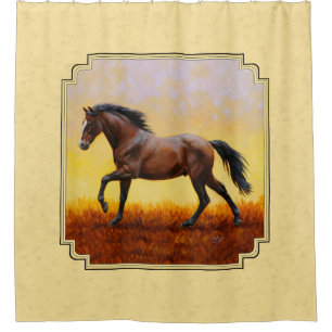 Rideaux De Douche Courir Dark Bay Horse jaune