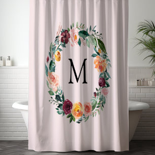 Rideaux De Douche Couronne de fleurs de rose de Monogram automne 