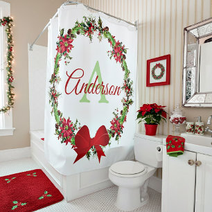 Rideaux De Douche Couronne de Noël personnalisée