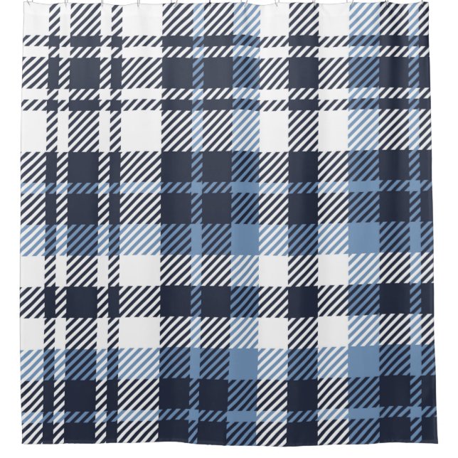 Rideaux De Douche Coussin écossais moderne écossais bleu et blanc (Devant)