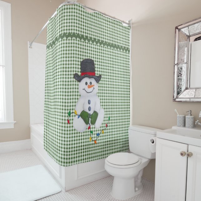 Rideaux De Douche Coussin Snowman Douche (En situation)
