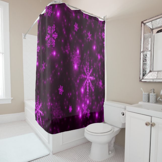 Rideaux De Douche Coussins de neige violet profond et brillant Ridea (En situation)