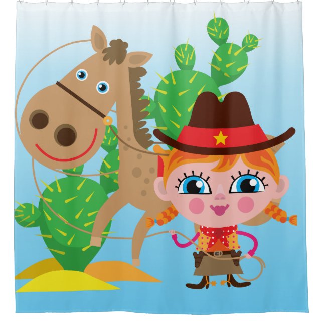 Rideaux De Douche Cow-girl avec le cheval (Devant)