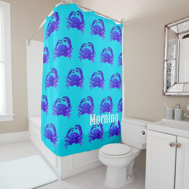 Rideaux De Douche Crabe bleu violet personnel (En situation)