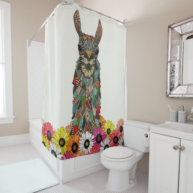 Rideaux De Douche craie d'amour marguerite (En situation)