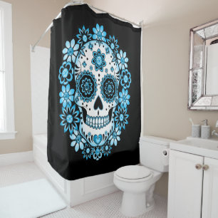 Rideaux De Douche Crâne à sucre bleu