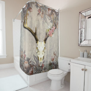 Rideaux De Douche Crâne de cerf floral Vintage