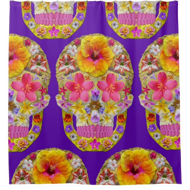 Rideaux De Douche Crâne de fleurs 4 - Tropical (Devant)