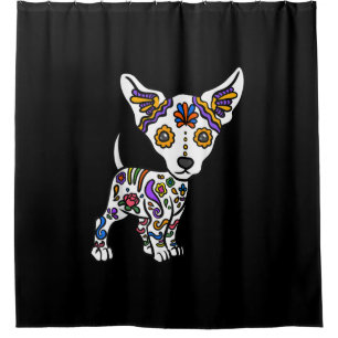 Rideaux De Douche Crâne de sucre cuite Chihuahua