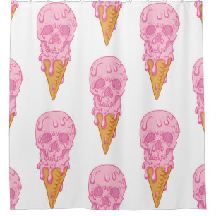Rideaux De Douche Crâne rose - crème glacée. Contexte motif transpar