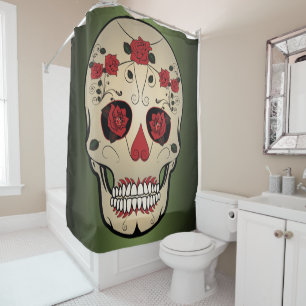 Rideaux De Douche Crâne sucre visage avec les yeux de la dame Bug