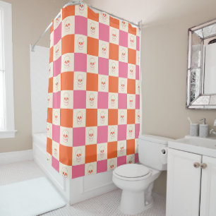Rideaux De Douche Crânes de tableau de bord en rose, orange et crème