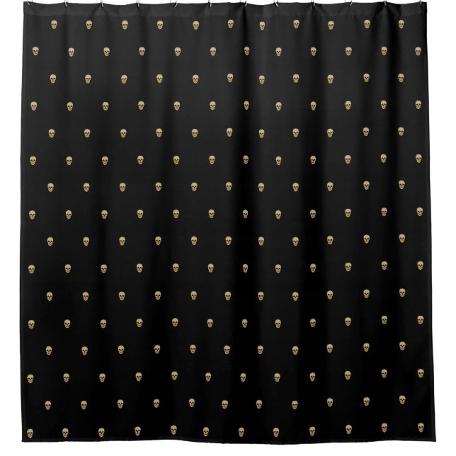 Rideaux De Douche Crânes d'or sur le noir (Devant)