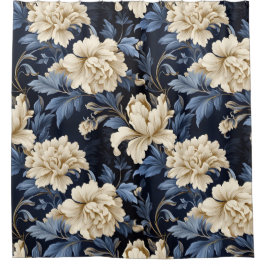 Rideaux De Douche Crème bleue Floral Moderne