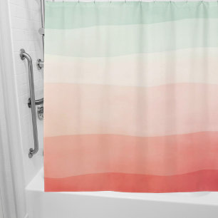 Rideaux De Douche Crème de corail orange sauge rayures vertes