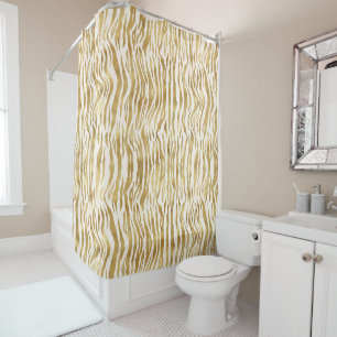 Rideaux De Douche Crème Gold Zebra Print    