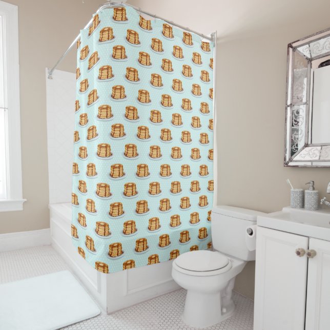 Rideaux De Douche Crêpes avec sirop d'érable et Motif Polkadot (En situation)