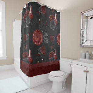 Rideaux De Douche Crimson magique Zodiac Rose de crâne gothique ro