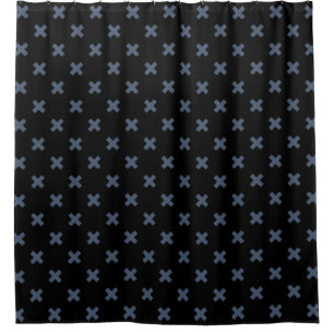 Rideaux De Douche Crochets bleu-gris sur noir