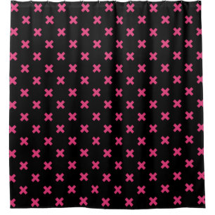 Rideaux De Douche Crochis Fuchsia sur noir