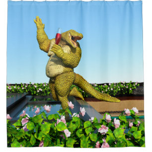 Rideaux De Douche Crocodile drôle Champagne Fête Piscine Art