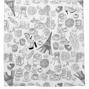 Rideaux De Douche croissants paris france doodé de mode française