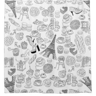 Rideaux De Douche croissants paris france doodé de mode française