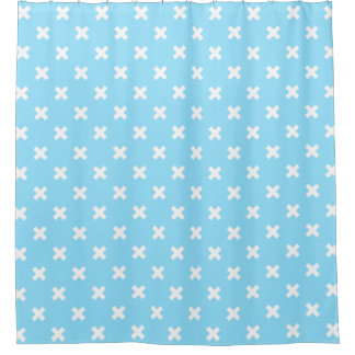 Rideaux De Douche Croix blanche sur le bleu bébé