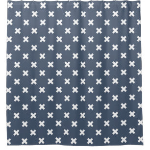 Rideaux De Douche Croix blanches sur bleu-gris