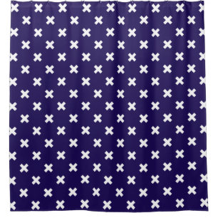 Rideaux De Douche Croix blanches sur bleu marine
