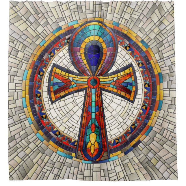 Rideaux De Douche Croix d'Ankh égyptienne - Art mosaïque (Devant)