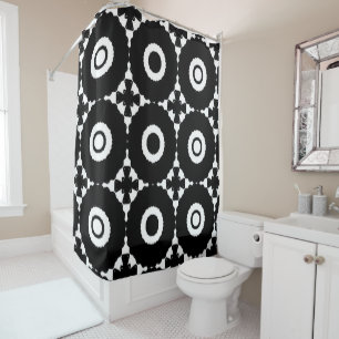 Rideaux De Douche Croix et cercles noirs et blancs