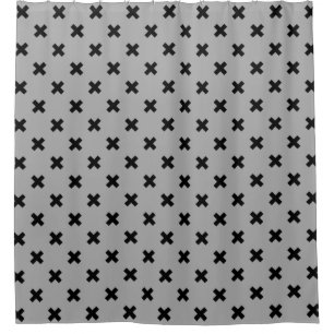 Rideaux De Douche Croix noire coutures sur gris
