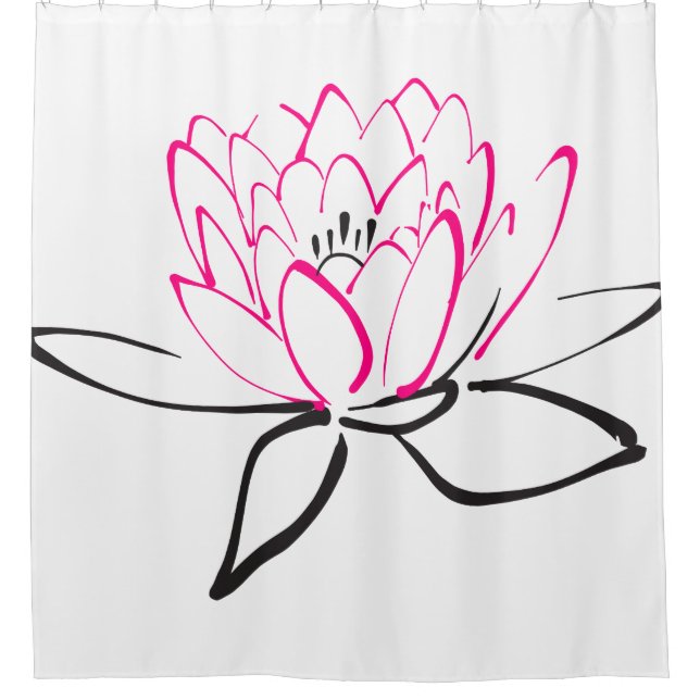 Rideaux De Douche Croquis d'une fleur de lotus (Devant)