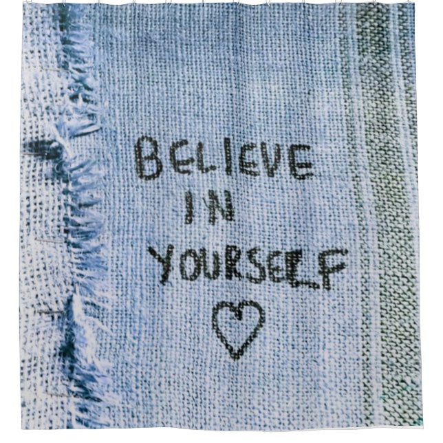 Rideaux De Douche Croyez en vous Blue Denim Motivational (Devant)