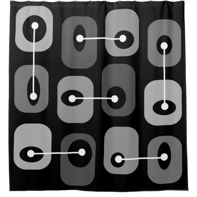Rideaux De Douche Cubes cramoisi Abstraits Argent noir (Devant)