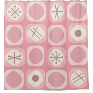 Rideaux De Douche Cubes d'art mod des années 1950 Vanille rose