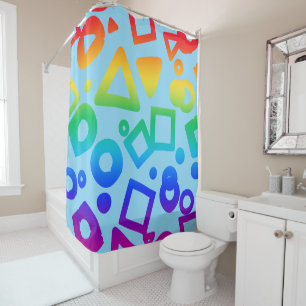 Rideaux De Douche Cubes de couleur arc-en-ciel bleu clair