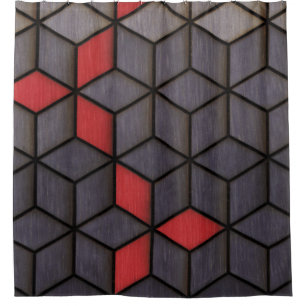 Rideaux De Douche Cubes rouges noirs gris