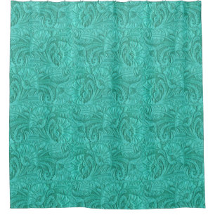 Rideaux De Douche Cuir à outils Turquoise petit imprimé Ouest