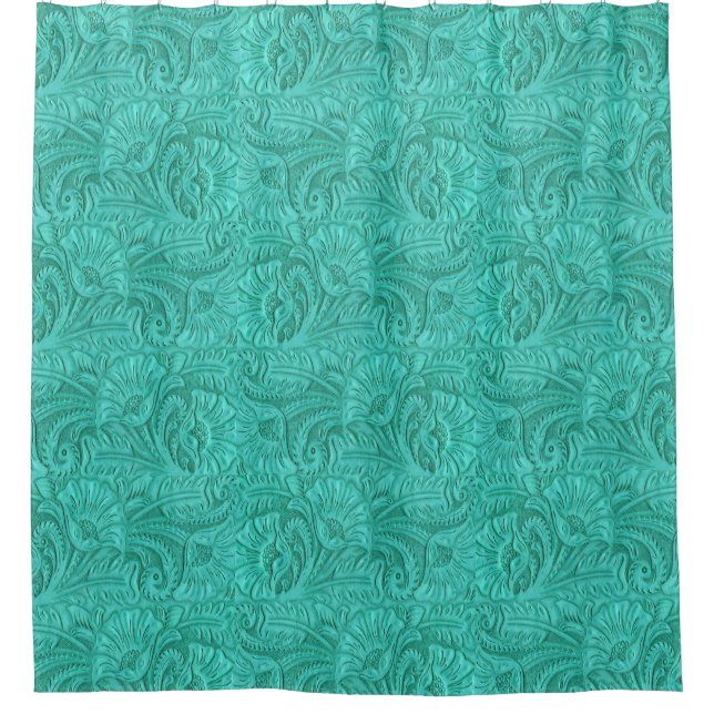Rideaux De Douche Cuir à outils Turquoise petit imprimé Ouest (Devant)