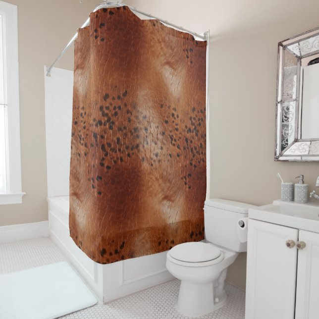 Rideaux De Douche Cuir Brown Faux (En situation)
