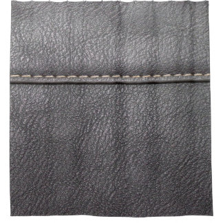Rideaux De Douche Cuir noir cousu avec couture blanche