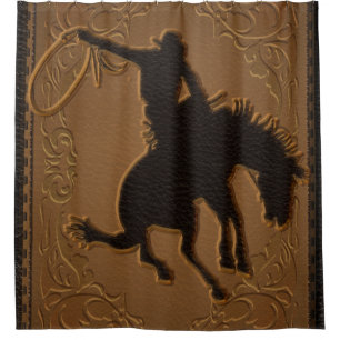 Rideaux De Douche Cuir Western Far West Rustique Campagne Cowboy